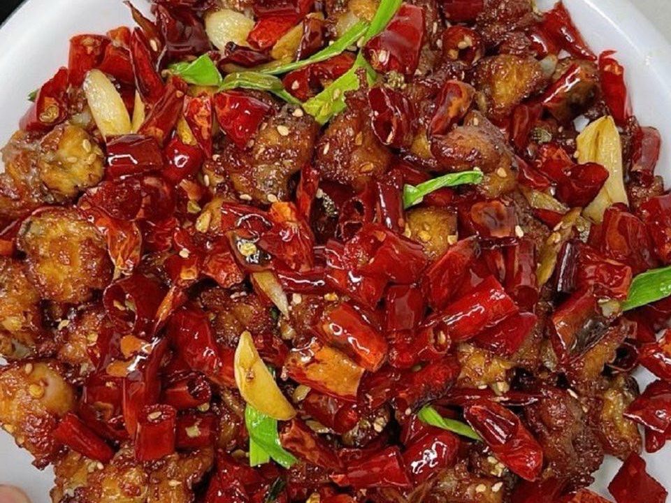 揚げ鶏肉四川風炒め